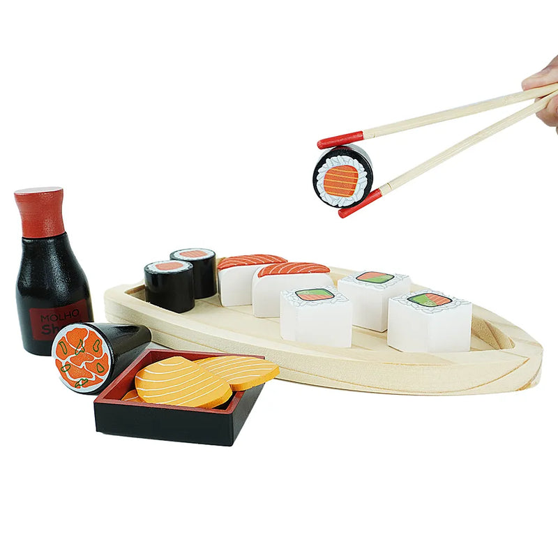 Kit Sushi Brinquedo em Madeira