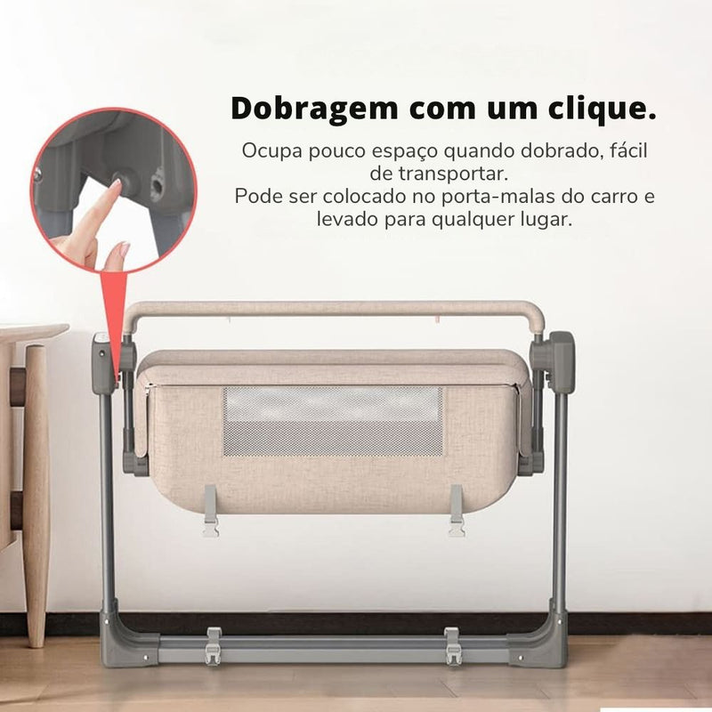 Berço dobrável elétrico automático BabyStation com balanço automático para bebê recém-nascido com rede mosquiteira